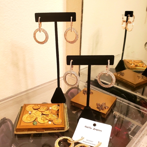 Gold Earrings 925 post - Picture 2 of 3